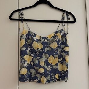 Abercrombie & Fitch Navy and Yellow Floral Camisole